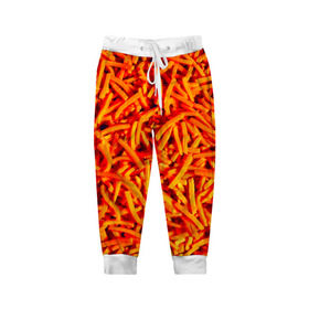 Детские брюки 3D с принтом Морковь в Белгороде, 100% полиэстер | манжеты по низу, эластичный пояс регулируется шнурком, по бокам два кармана без застежек, внутренняя часть кармана из мелкой сетки | морковь | овощи | оранжевый | салат