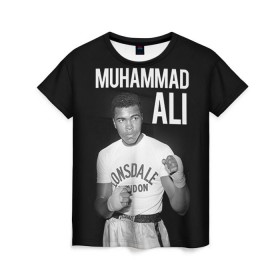 Женская футболка 3D с принтом Muhammad Ali в Белгороде, 100% полиэфир ( синтетическое хлопкоподобное полотно) | прямой крой, круглый вырез горловины, длина до линии бедер | ali | boxing | muhammad ali |   |  muhammad |  бокс | али | боксер | мухамад. мухаммад | мухаммед | мухаммед али