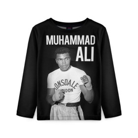 Детский лонгслив 3D с принтом Muhammad Ali в Белгороде, 100% полиэстер | длинные рукава, круглый вырез горловины, полуприлегающий силуэт
 | Тематика изображения на принте: ali | boxing | muhammad ali |   |  muhammad |  бокс | али | боксер | мухамад. мухаммад | мухаммед | мухаммед али