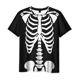 Мужская футболка 3D с принтом Скелет в Белгороде, 100% полиэфир | прямой крой, круглый вырез горловины, длина до линии бедер | Тематика изображения на принте: bones | halloween | кости | костюм | прикол | прикольная картинка | скелет | тело | хеллоуин