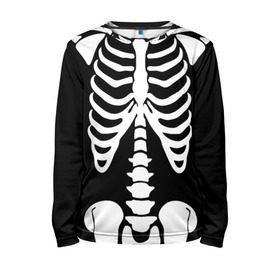 Детский лонгслив 3D с принтом Скелет в Белгороде, 100% полиэстер | длинные рукава, круглый вырез горловины, полуприлегающий силуэт
 | Тематика изображения на принте: bones | halloween | кости | костюм | прикол | прикольная картинка | скелет | тело | хеллоуин