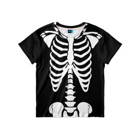 Детская футболка 3D с принтом Скелет в Белгороде, 100% гипоаллергенный полиэфир | прямой крой, круглый вырез горловины, длина до линии бедер, чуть спущенное плечо, ткань немного тянется | Тематика изображения на принте: bones | halloween | кости | костюм | прикол | прикольная картинка | скелет | тело | хеллоуин