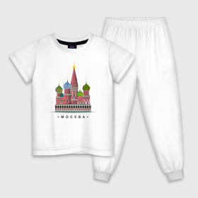 Детская пижама хлопок с принтом Москва в Белгороде, 100% хлопок |  брюки и футболка прямого кроя, без карманов, на брюках мягкая резинка на поясе и по низу штанин
 | moscow | собор василия блаженного