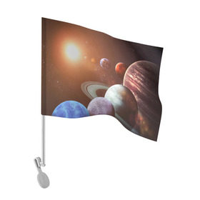Флаг для автомобиля с принтом Планеты солнечной системы в Белгороде, 100% полиэстер | Размер: 30*21 см | венера | звезды | земля | космос | марс | меркурий | сатурн | солнце | уран | юпитер