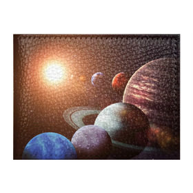 Обложка для студенческого билета с принтом Планеты солнечной системы в Белгороде, натуральная кожа | Размер: 11*8 см; Печать на всей внешней стороне | Тематика изображения на принте: венера | звезды | земля | космос | марс | меркурий | сатурн | солнце | уран | юпитер