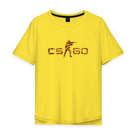 Мужская футболка хлопок Oversize с принтом cs:go - Tiger Tooth Style (Зуб тигра) в Белгороде, 100% хлопок | свободный крой, круглый ворот, “спинка” длиннее передней части | color | cs | csgo | go | желтый | золото | кс | тигр | узор