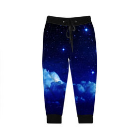 Детские брюки 3D с принтом Звёздное небо в Белгороде, 100% полиэстер | манжеты по низу, эластичный пояс регулируется шнурком, по бокам два кармана без застежек, внутренняя часть кармана из мелкой сетки | звезды | луна | месяц | ночь