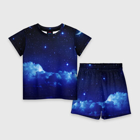 Детский костюм с шортами 3D с принтом Звёздное небо в Белгороде,  |  | Тематика изображения на принте: звезды | луна | месяц | ночь