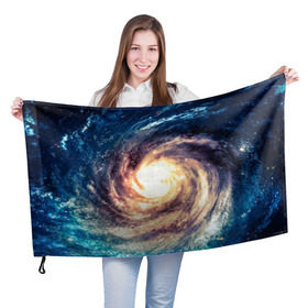 Флаг 3D с принтом Млечный путь в Белгороде, 100% полиэстер | плотность ткани — 95 г/м2, размер — 67 х 109 см. Принт наносится с одной стороны | вселенная | галактика | звезды | планеты | туманность
