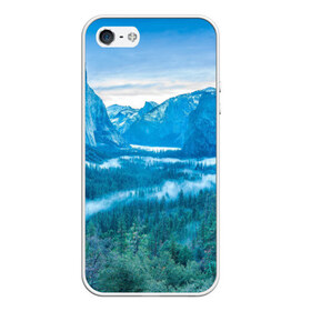 Чехол силиконовый для Телефон Apple iPhone 5/5S с принтом Горный пейзаж в Белгороде, Силикон | Область печати: задняя сторона чехла, без боковых панелей | горный хребет | горы | каньон | лес | пейзаж | речка | туман | ущелье