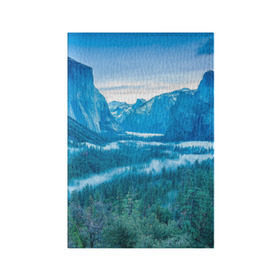 Обложка для паспорта матовая кожа с принтом Горный пейзаж в Белгороде, натуральная матовая кожа | размер 19,3 х 13,7 см; прозрачные пластиковые крепления | горный хребет | горы | каньон | лес | пейзаж | речка | туман | ущелье