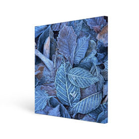 Холст квадратный с принтом Застывшие листья в Белгороде, 100% ПВХ |  | иней | мороз | осень | холод
