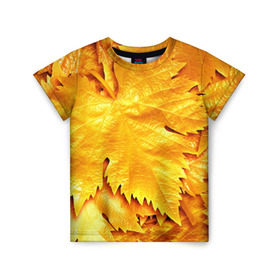 Детская футболка 3D с принтом Золотая осень в Белгороде, 100% гипоаллергенный полиэфир | прямой крой, круглый вырез горловины, длина до линии бедер, чуть спущенное плечо, ткань немного тянется | жёлтый | золотой | клён | красота | листва | листья | наряд | осень | осина | покров | природа