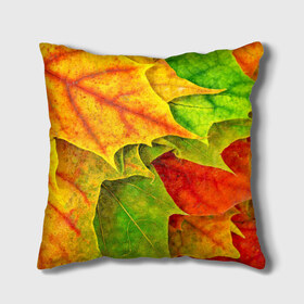Подушка 3D с принтом Осенний наряд в Белгороде, наволочка – 100% полиэстер, наполнитель – холлофайбер (легкий наполнитель, не вызывает аллергию). | состоит из подушки и наволочки. Наволочка на молнии, легко снимается для стирки | жёлтый | зелёный | красный | листва | листья | оранжевый
