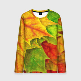 Мужской лонгслив 3D с принтом Осенний наряд в Белгороде, 100% полиэстер | длинные рукава, круглый вырез горловины, полуприлегающий силуэт | жёлтый | зелёный | красный | листва | листья | оранжевый