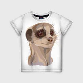 Детская футболка 3D с принтом Meerkats в Белгороде, 100% гипоаллергенный полиэфир | прямой крой, круглый вырез горловины, длина до линии бедер, чуть спущенное плечо, ткань немного тянется | Тематика изображения на принте: meerkats | животные | милый | сурикат | сурикаты