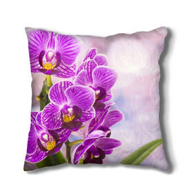 Подушка 3D с принтом Божественная орхидея в Белгороде, наволочка – 100% полиэстер, наполнитель – холлофайбер (легкий наполнитель, не вызывает аллергию). | состоит из подушки и наволочки. Наволочка на молнии, легко снимается для стирки | 8 марта | букет | весна | красота | куст | лето | орхидея | подарок | сиреневый цвет | цветок | шикарный цветочек
