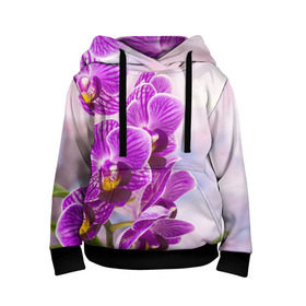 Детская толстовка 3D с принтом Божественная орхидея в Белгороде, 100% полиэстер | двухслойный капюшон со шнурком для регулировки, мягкие манжеты на рукавах и по низу толстовки, спереди карман-кенгуру с мягким внутренним слоем | 8 марта | букет | весна | красота | куст | лето | орхидея | подарок | сиреневый цвет | цветок | шикарный цветочек