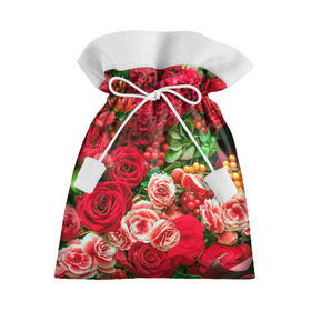 Подарочный 3D мешок с принтом Роскошный букет в Белгороде, 100% полиэстер | Размер: 29*39 см | 8 марта | блеск | гвоздики | красный | красота | невероятный | огромный букет | пёстрый | праздник | розы | роскошный | цветы | шикарный