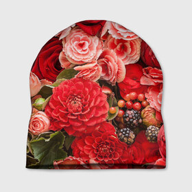 Шапка 3D с принтом Шикарный букет в Белгороде, 100% полиэстер | универсальный размер, печать по всей поверхности изделия | 8 марта | блеск | гвоздики | красный | красота | невероятный | огромный букет | пёстрый | праздник | розы | роскошный | цветы | шикарный
