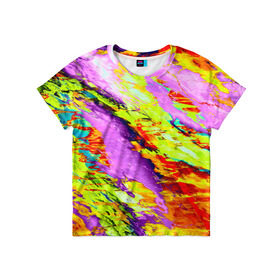 Детская футболка 3D с принтом Акварельные краски в Белгороде, 100% гипоаллергенный полиэфир | прямой крой, круглый вырез горловины, длина до линии бедер, чуть спущенное плечо, ткань немного тянется | абстракция | абстракция красок | краска | цветные