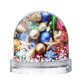 Снежный шар с принтом Игрушки на ёлку в Белгороде, Пластик | Изображение внутри шара печатается на глянцевой фотобумаге с двух сторон | новогодний | рождество | шарики