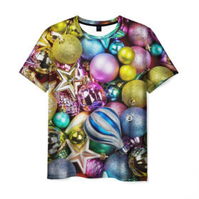 Мужская футболка 3D с принтом Новый год в Белгороде, 100% полиэфир | прямой крой, круглый вырез горловины, длина до линии бедер | елочные | игрушки | новогодний | разноцветный | рождество | украшения