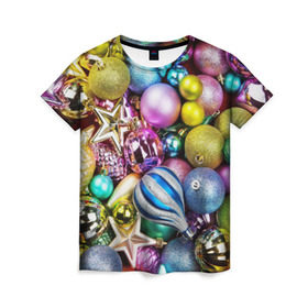 Женская футболка 3D с принтом Новый год в Белгороде, 100% полиэфир ( синтетическое хлопкоподобное полотно) | прямой крой, круглый вырез горловины, длина до линии бедер | елочные | игрушки | новогодний | разноцветный | рождество | украшения