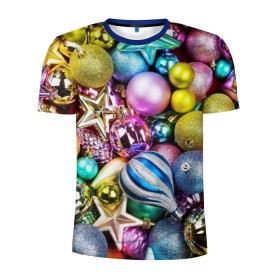 Мужская футболка 3D спортивная с принтом Новый год в Белгороде, 100% полиэстер с улучшенными характеристиками | приталенный силуэт, круглая горловина, широкие плечи, сужается к линии бедра | елочные | игрушки | новогодний | разноцветный | рождество | украшения