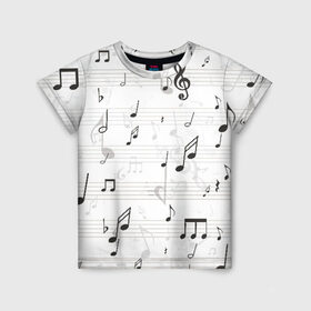 Детская футболка 3D с принтом ноты в Белгороде, 100% гипоаллергенный полиэфир | прямой крой, круглый вырез горловины, длина до линии бедер, чуть спущенное плечо, ткань немного тянется | музыка | ноты | струны