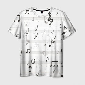 Мужская футболка 3D с принтом ноты в Белгороде, 100% полиэфир | прямой крой, круглый вырез горловины, длина до линии бедер | музыка | ноты | струны