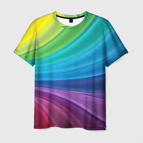 Мужская футболка 3D с принтом Радуга в Белгороде, 100% полиэфир | прямой крой, круглый вырез горловины, длина до линии бедер | абстракция | волны | краски | полосы | радуга