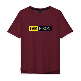 Мужская футболка хлопок Oversize с принтом Nikon в Белгороде, 100% хлопок | свободный крой, круглый ворот, “спинка” длиннее передней части | Тематика изображения на принте: i am nikon | nikon | никон | я   никон | я никон
