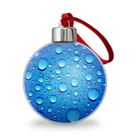 Ёлочный шар с принтом Капли воды в Белгороде, Пластик | Диаметр: 77 мм | вода | дождь | жидкость | капли | конденсат | роса | синий фон