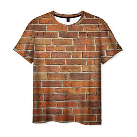 Мужская футболка 3D с принтом Кирпичи в Белгороде, 100% полиэфир | прямой крой, круглый вырез горловины, длина до линии бедер | бетон | камень | кирпич | мощь | стена | строительство | стройка | цемент