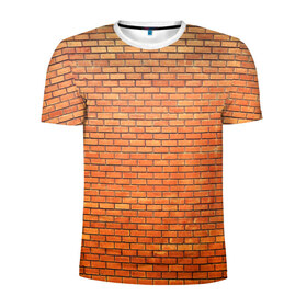 Мужская футболка 3D спортивная с принтом Кирпичная стена в Белгороде, 100% полиэстер с улучшенными характеристиками | приталенный силуэт, круглая горловина, широкие плечи, сужается к линии бедра | камень | кирпич | стена