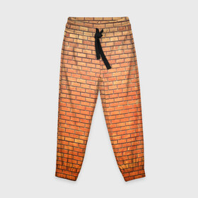 Детские брюки 3D с принтом Кирпичная стена в Белгороде, 100% полиэстер | манжеты по низу, эластичный пояс регулируется шнурком, по бокам два кармана без застежек, внутренняя часть кармана из мелкой сетки | камень | кирпич | стена
