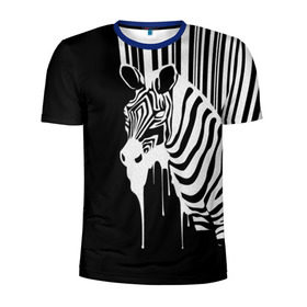 Мужская футболка 3D спортивная с принтом Зебра в Белгороде, 100% полиэстер с улучшенными характеристиками | приталенный силуэт, круглая горловина, широкие плечи, сужается к линии бедра | граффити | зебра | искусство | прикольные картинки | чёрно белое