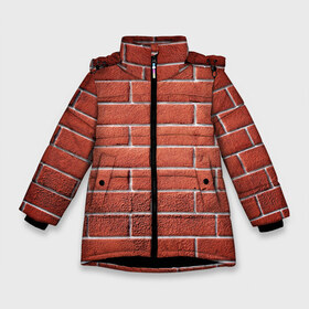 Зимняя куртка для девочек 3D с принтом Красный кирпич в Белгороде, ткань верха — 100% полиэстер; подклад — 100% полиэстер, утеплитель — 100% полиэстер. | длина ниже бедра, удлиненная спинка, воротник стойка и отстегивающийся капюшон. Есть боковые карманы с листочкой на кнопках, утяжки по низу изделия и внутренний карман на молнии. 

Предусмотрены светоотражающий принт на спинке, радужный светоотражающий элемент на пуллере молнии и на резинке для утяжки. | бетон | камень | кирпич | мощь | стена | строительство | стройка | цемент