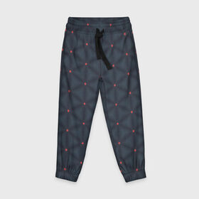 Детские брюки 3D с принтом Red Stars Tile в Белгороде, 100% полиэстер | манжеты по низу, эластичный пояс регулируется шнурком, по бокам два кармана без застежек, внутренняя часть кармана из мелкой сетки | звезды | красный | линии | плитка