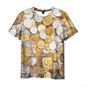 Мужская футболка 3D с принтом Российские монетки в Белгороде, 100% полиэфир | прямой крой, круглый вырез горловины, длина до линии бедер | Тематика изображения на принте: money | валюта | деньги | копейка | лавэ | мелочёвка | мелочь | монетки | монеты | россия | рубль | филки