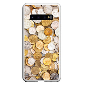 Чехол для Samsung Galaxy S10 с принтом Российские монетки в Белгороде, Силикон | Область печати: задняя сторона чехла, без боковых панелей | Тематика изображения на принте: money | валюта | деньги | копейка | лавэ | мелочёвка | мелочь | монетки | монеты | россия | рубль | филки