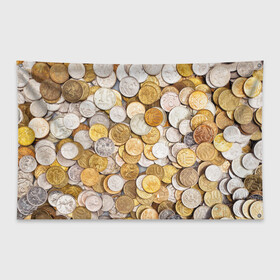 Флаг-баннер с принтом Российские монетки в Белгороде, 100% полиэстер | размер 67 х 109 см, плотность ткани — 95 г/м2; по краям флага есть четыре люверса для крепления | money | валюта | деньги | копейка | лавэ | мелочёвка | мелочь | монетки | монеты | россия | рубль | филки