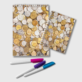 Блокнот с принтом Российские монетки в Белгороде, 100% бумага | 48 листов, плотность листов — 60 г/м2, плотность картонной обложки — 250 г/м2. Листы скреплены удобной пружинной спиралью. Цвет линий — светло-серый
 | money | валюта | деньги | копейка | лавэ | мелочёвка | мелочь | монетки | монеты | россия | рубль | филки