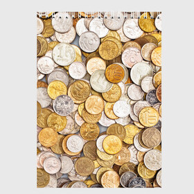 Скетчбук с принтом Российские монетки в Белгороде, 100% бумага
 | 48 листов, плотность листов — 100 г/м2, плотность картонной обложки — 250 г/м2. Листы скреплены сверху удобной пружинной спиралью | money | валюта | деньги | копейка | лавэ | мелочёвка | мелочь | монетки | монеты | россия | рубль | филки