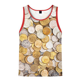 Мужская майка 3D с принтом Российские монетки в Белгороде, 100% полиэстер | круглая горловина, приталенный силуэт, длина до линии бедра. Пройма и горловина окантованы тонкой бейкой | Тематика изображения на принте: money | валюта | деньги | копейка | лавэ | мелочёвка | мелочь | монетки | монеты | россия | рубль | филки