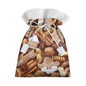 Подарочный 3D мешок с принтом Новогодние вкусняшки в Белгороде, 100% полиэстер | Размер: 29*39 см | вкусняшки | конфеты | лакомство | леденцы | новый год | обжора | объедение | орешки | печенки | праздник | сладкоежка | сладости