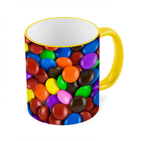 Кружка 3D с принтом Цветные конфетки в Белгороде, керамика | ёмкость 330 мл | Тематика изображения на принте: вкусняшки | драже | конфеты | лакомство | сладости | шоколад