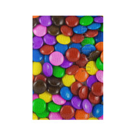 Обложка для паспорта матовая кожа с принтом Цветные конфетки в Белгороде, натуральная матовая кожа | размер 19,3 х 13,7 см; прозрачные пластиковые крепления | Тематика изображения на принте: вкусняшки | драже | конфеты | лакомство | сладости | шоколад