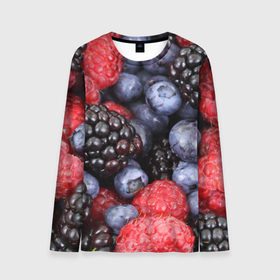 Мужской лонгслив 3D с принтом Ягодки в Белгороде, 100% полиэстер | длинные рукава, круглый вырез горловины, полуприлегающий силуэт | вкусно | голубика | дача | деревня | ежевика | клубника | малина | огород | полезно | сад | смородина | сок | фрукты | черника | ягоды